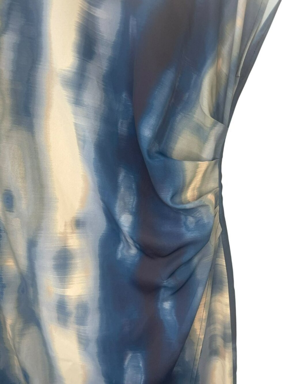 Luxely Blue & Grey Printed Draped Midi Half-Zip Dress US Size 2 NWT - Picture 4 of 9